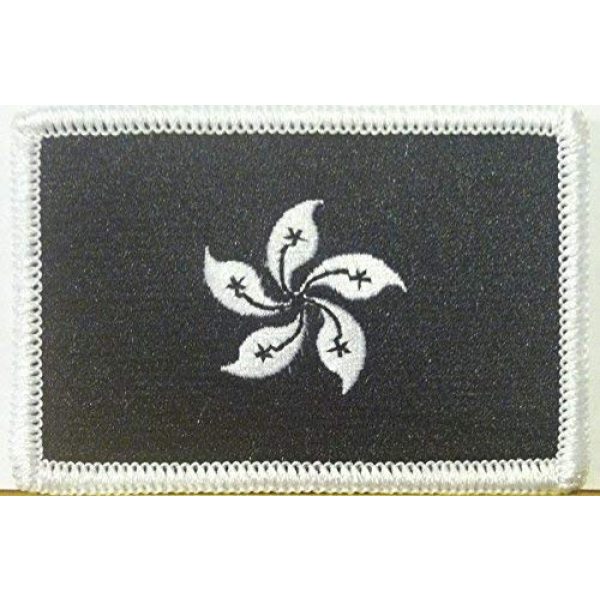 Fast Service Designs Airsoft Morale Patch 1 Hong Kong Flag Embroidered Patch with Hook & Loop Travel Morale Patriotic Shoulder Emblem Black & White Version #507