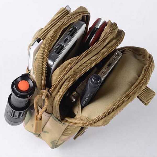 MODANA Tactical Pouch 6 MODANA Universal Multifunctional Tactical Molle EDC Pouch Waist Belt Bag Gadget Wallet Zipper Compartment Phone Holder for iPhone Samsung Pixel Moto HTC Huawei and More Smartphones