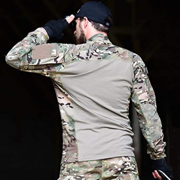 CARWORNIC Tactical Shirt 5 Gear Men's Tactical Military Combat Shirt Cotton Army Assault Camo Long Sleeve T Shirt