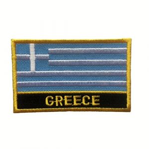 Backwoods Barnaby Airsoft Morale Patch 1 Greece Flag Patch/Sew-On Morale Patches (Greek Iron-On w/Words, 2" x 3")
