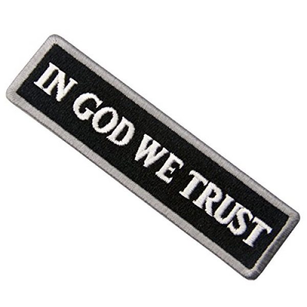 EmbTao Airsoft Morale Patch 4 EmbTao in GOD We Trust Embroidered Tactical Morale Iron On Sew On Patch - White & Black