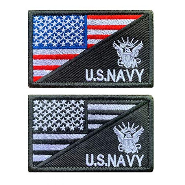 Antrix Airsoft Morale Patch 1 Antrix 2 Pcs American Flag/U.S. Navy US Armed Forces Embroidered Military Badge Emblem Patches Hook & Loop Patches for Hats Backpacks Bags Jackets