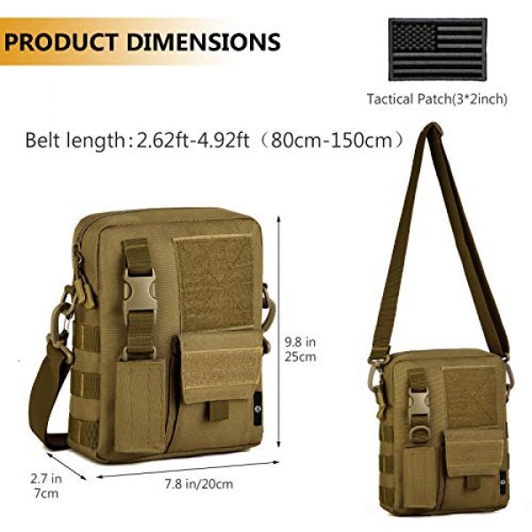 Protector Plus Tactical Pouch 4 Protector Plus Tactical Messenger Bag Men Military MOLLE Crossbody Pack Key Holder Bag Tool Briefcase Assault Gear Handbag Outdoor Utility Carry Satchel (Patch Included)