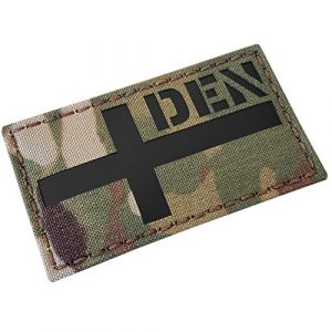 Tactical Freaky Airsoft Morale Patch 1 IR Multicam Denmark Danmark Flag 2x3.5 IFF Infrared Tactical Morale Fastener Patch