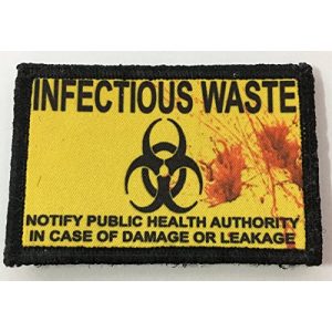 RedheadedTshirts Airsoft Morale Patch 1 Infectious Waste Warning Funny Morale Tactical Military Patch. Mad e in the USA 2x3 Hook Patch Perfect for your Gear, Backpack, Operator Baseball Cap, Plate Carrier or Vest.