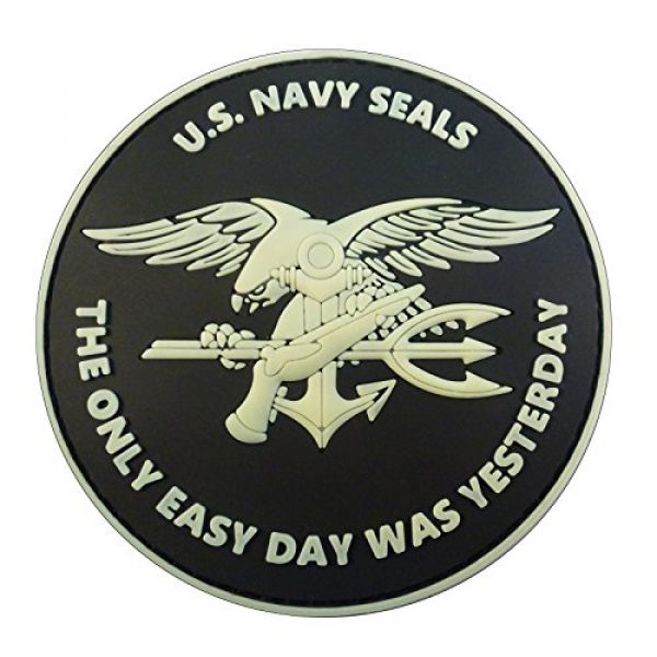 LEGEEON Airsoft Morale Patch 2 LEGEEON Glow Dark US Navy Seals The Only Easy Day was Yesterday DEVGRU Morale PVC Fastener Patch