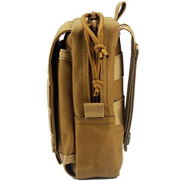 IronSeals Tactical Pouch 7 IronSeals Tactical Molle Pouch Multi-Purpose Compact Utility EDC Pouch Waist Belt Phone Holster with Flag Patch and D-Ring Gear Clip Size L