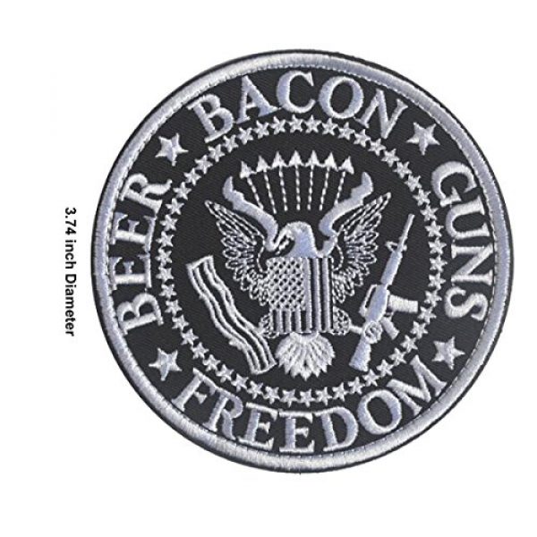 ODSP Airsoft Morale Patch 6 Freedom Beer Bacon Guns Morale Tactical Military Army Embroidered Logo Patch Iron on Tags with Hook and Loop Fasteners Backing for Gear, Backpack,Cap,Vest -3.74" 2PCS (B&W)