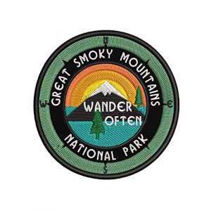 Sassy Treasures Airsoft Morale Patch 1 Great Smoky Mountains National Park - Wander Often - 3.5" Embroidered Patch DIY Iron On/Sew On Vacation Souvenir Travel Novelty Theme Decorative Applique