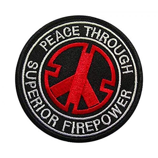 Embroidery Patch Airsoft Morale Patch 3 Peace Through Superior Firepower Military Hook Loop Tactics Morale Embroidered Patch