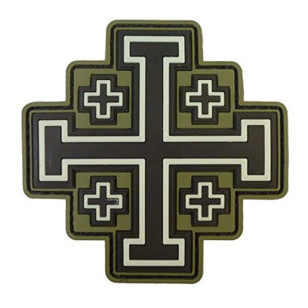 LEGEEON Airsoft Morale Patch 2 LEGEEON Glow Dark Olive Drab OD Order Holy Sepulchre Jerusalem Cross Crusaders Morale Touch Fastener Patch