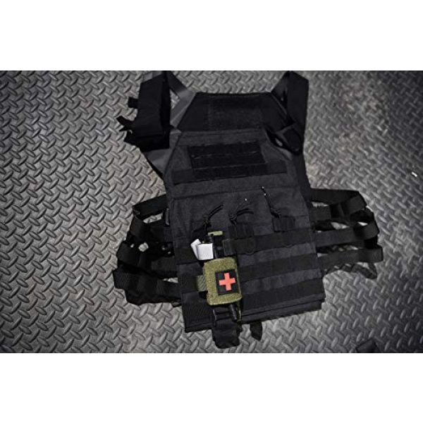 Brass Tactical Pouch 2 Brass Half Full Tactical Police & Military Belt Tourniquet Holder/Pouch for CAT/SOF-T/SWAT-T/Rats, Hook-and-Loop Patch Panel (Comes w/1 First Aid Medical Cross Patch) (Black- Molle Mount)