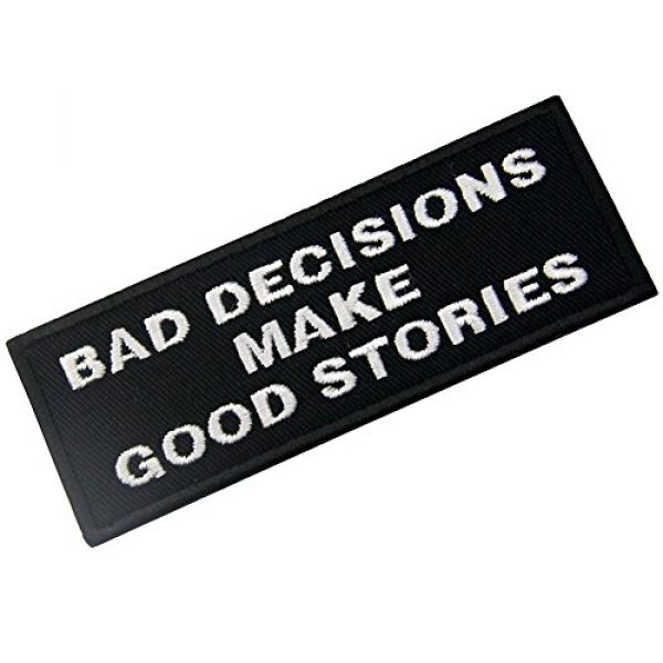 EmbTao Airsoft Morale Patch 3 Bad Decisions Make Good Stories Tactical Patch Embroidered Morale Applique Iron On Sew On Emblem