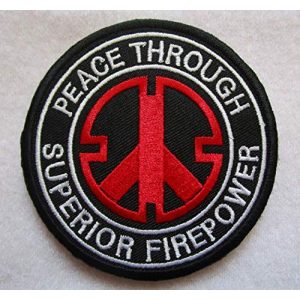 Embroidered Patch Airsoft Morale Patch 1 Peace Through Superior Firepower 3D Tactical Patch Military Embroidered Morale Tags Badge Embroidered Patch DIY Applique Shoulder Patch Embroidery Gift Patch