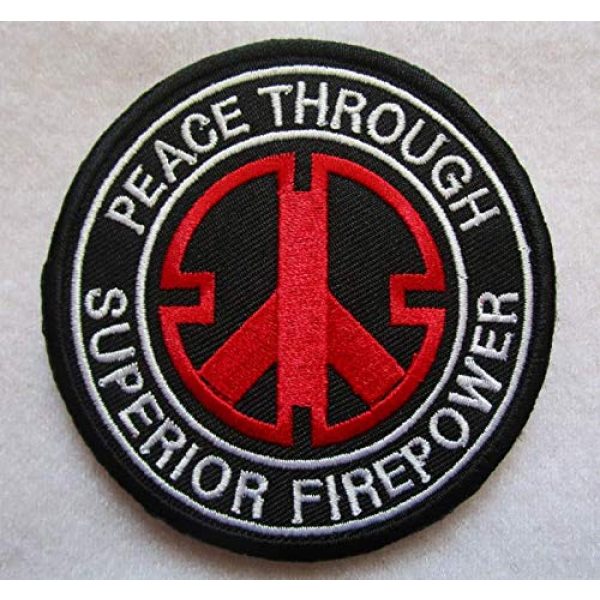 Embroidered Patch Airsoft Morale Patch 1 Peace Through Superior Firepower 3D Tactical Patch Military Embroidered Morale Tags Badge Embroidered Patch DIY Applique Shoulder Patch Embroidery Gift Patch