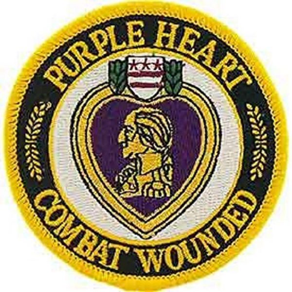 Original Famous Patches & Appliques Airsoft Morale Patch 1 Purple Heart Combat Wounded - Embroidered Patches, Iron On Patch - 3.06"
