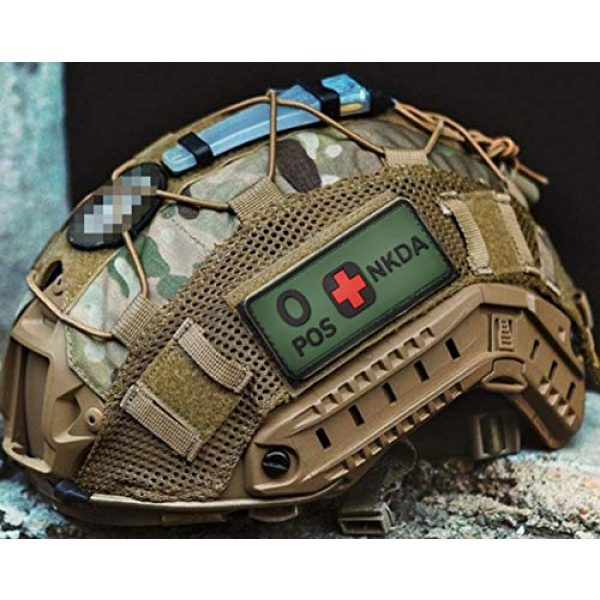 ODSP Airsoft Morale Patch 7 Tactical Blood Type A+ Positive POS PVC Rubber Patch, DIY Emblem Military Medic Morale Patches Medical Armband Badges, Hook-Fastener Backing, 3.94 x 1.57 Inch, Bundle 4 Pieces