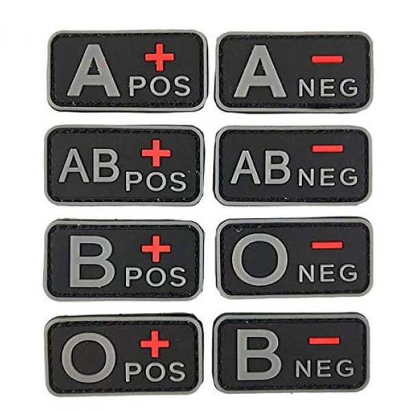 Tactical PVC Patch Airsoft Morale Patch 1 2pcs Positive/Negative Group Blood Type Morale Military Patch 3D PVC Rubber Tactical Rubber Hook Patch (A-)