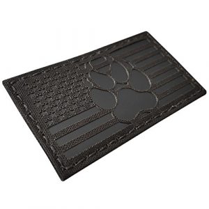 Tactical Freaky Airsoft Morale Patch 1 IR Blackout USA Flag K9 Dog Handler Paw K-9 Infrared Tactical Morale Fastener Patch
