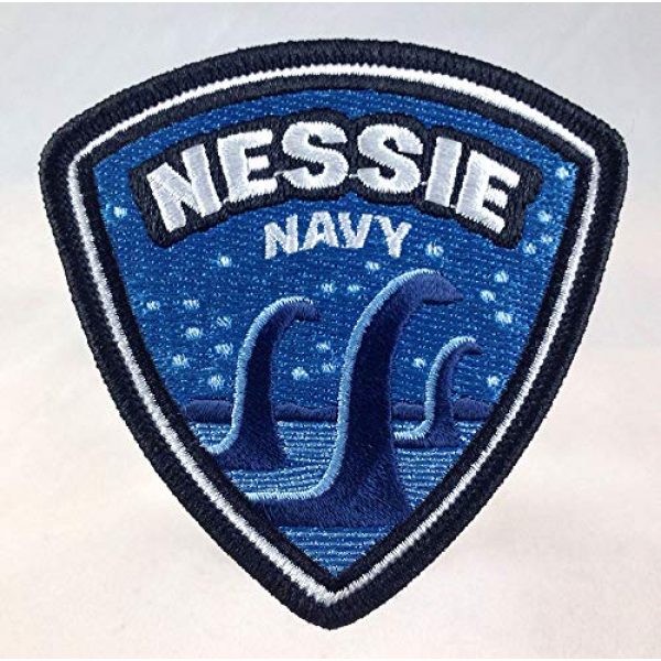 Monsterologist Airsoft Morale Patch 1 Nessie Navy Embroidered Patch | Cryptozoology Paranormal Monster Iron-On Military Morale Badge