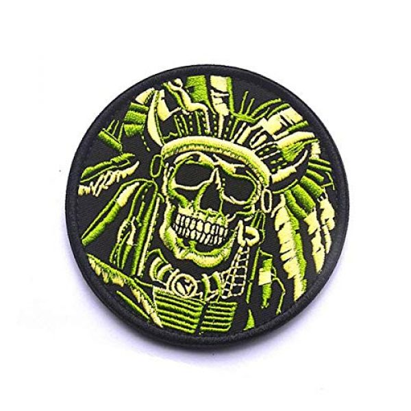 Embroidery Patch Airsoft Morale Patch 3 Death Skull Warrior Indian Chief Military Hook Loop Tactics Morale Embroidered Patch (color1)