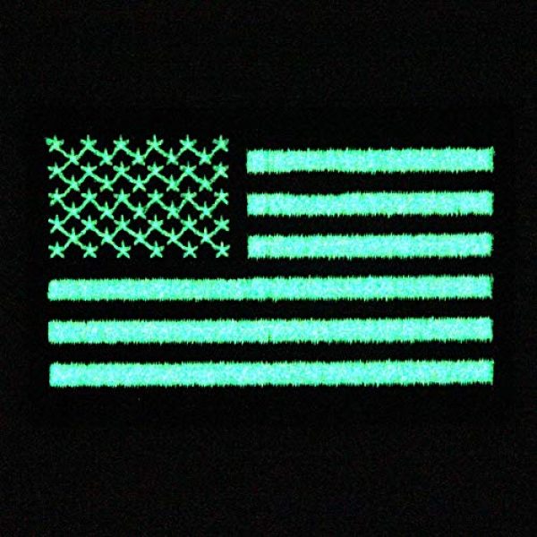 EmbTao Airsoft Morale Patch 4 EmbTao Glow in Dark Tactical Embroidered USA Flag Iron On Sew On Patch - Black & White
