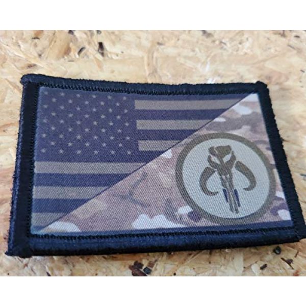 RedheadedTshirts Airsoft Morale Patch 2 Subdued USA Flag Mandalorian Bounty Hunter Tactical Morale Patch. Hook and Loop. Made in The USA