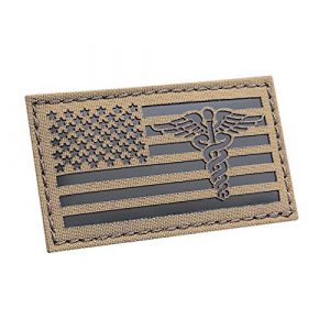 Tactical Freaky Airsoft Morale Patch 1 IR Coyote America Caduceus Flag 2x3.5 EMS Medic Nurse Doctor USA Morale Tactical Fastener Patch