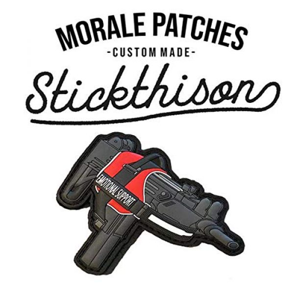 STICKTHISON Airsoft Morale Patch 2 Emotional Support Uzi Morale Patch Tactical Rubber/PVC Hook & Loop Style - Ships Free from USA - Veteran Owned