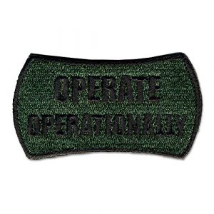 BASTION Airsoft Morale Patch 1 BASTION Morale Patches (Operate Operationally, ODG) | 3D Embroidered Patches with Hook & Loop Fastener Backing | Well-Made Clean Stitching | Military Patches Ideal for Tactical Bag, Hats & Vest