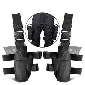 Onepin Tactical Pouch 1 Onepin Tornado Drop Leg Holster Left, and Right Hand Set, Adjustable Tactical Pistol Gun Holsters with Magazine Pouch