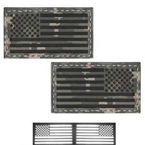 LEGEEON Airsoft Morale Patch 1 Bundle Set of 2 ACU Infrared IR USA American Flags Forward And Reversed 3.5x2 Laser Cut Morale Fastener Patches