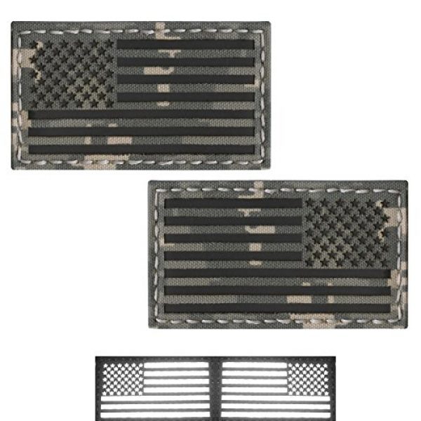 LEGEEON Airsoft Morale Patch 1 Bundle Set of 2 ACU Infrared IR USA American Flags Forward And Reversed 3.5x2 Laser Cut Morale Fastener Patches