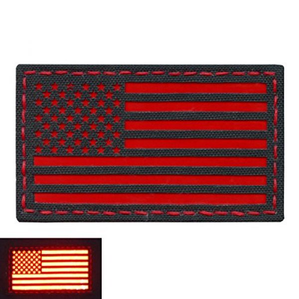 Tactical Freaky Airsoft Morale Patch 4 Reflective Red 3.5x2 USA American Flag Tactical Morale Uniform Fastener Patch