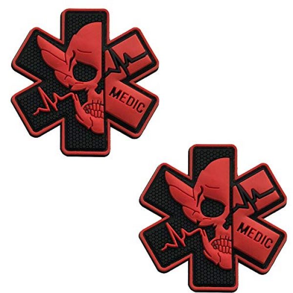 ODSP Airsoft Morale Patch 1 Medic Rubber 3D PVC Patch Medical Paramedic Tactical Morale Badge Patches Hook Fasteners Backing 2.95 x 2.95 Inch Bubble of 2 Pieces