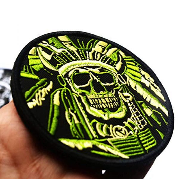 Minason Airsoft Morale Patch 3 Indian Tribes Chief Skull Mask Pattern Morale Tactical Patch Embroidered Applique Attachment Fastener Hook & Loop on Tactical Hat Bags Jackets and Gear (Golden)