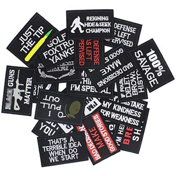 N/M Airsoft Morale Patch 1 ZHDTW Assorted 20pcs Tactical Morale Patches Letters with Hook and Loop Patches for Backpack Clothing Bags Uniforms (DT035)