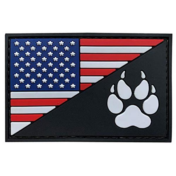 G-Force Airsoft Morale Patch 1 G-Force American Flag and K9 Paw PVC Morale Patch (Red/White/Blue/Black)