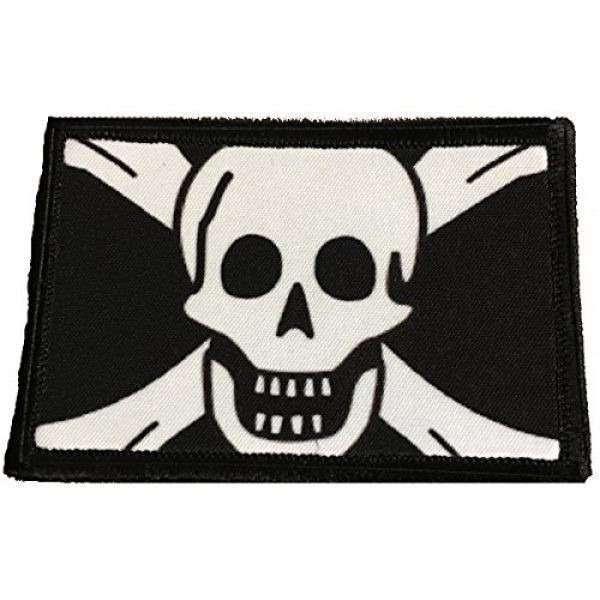 RedheadedTshirts Airsoft Morale Patch 1 Pirate Skull and Crossbones Morale Patch. 2x3" Hook and Loop Patch. Made in The USA