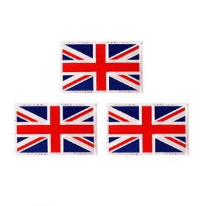 Desert Cactus Airsoft Morale Patch 1 United Kingdom UK Flag Patch Bulk 3-Pack 3.5Wx2.25H State Iron On Sew Embroidered Tactical Morale Back Pack Hat Bags Great Britain (3-Pack Patch)
