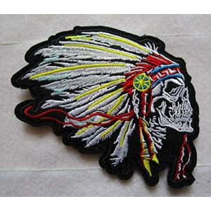 Embroidered Patch Airsoft Morale Patch 1 Indian Chief Skull Skeleton Native American 3D Tactical Patch Military Embroidered Morale Tags Badge Embroidered Patch DIY Applique Shoulder Patch Embroidery Gift Patch