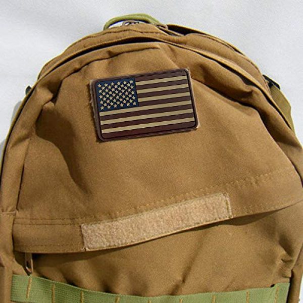 MORTHOME Airsoft Morale Patch 3 MORTHOME US Flag PVC Hook and Loop Rubber Patch (Regular/Brown and Tan)