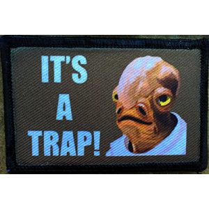 RedheadedTshirts Airsoft Morale Patch 1 Star Wars Admiral Ackbar "It's A Trap!" Morale Patch. Perfect for your Tactical Military Army Gear, Backpack, Operator Baseball Cap, Plate Carrier or Vest. 2x3" Patch. Made in the USA