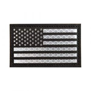 Zhikang68 Airsoft Morale Patch 1 Infrared IR US USA Flag Patch Tactical Military Morale Reflective American Flag Patch Hook and The Loop Fastener Emblem Backing Multicam(Black White (Left))
