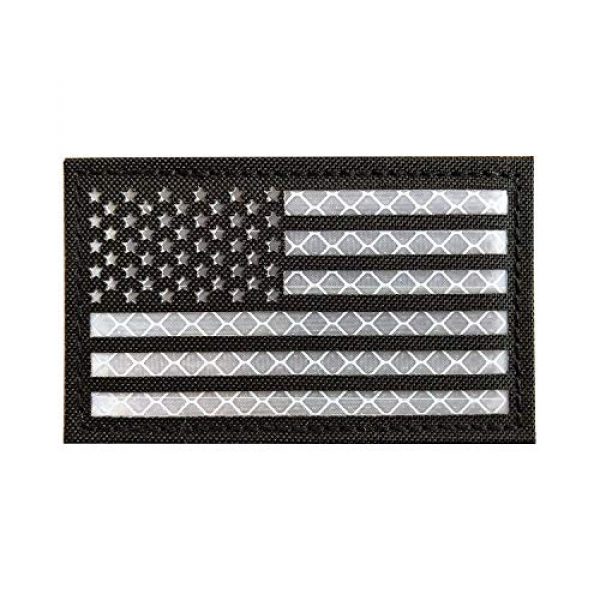 Zhikang68 Airsoft Morale Patch 1 Infrared IR US USA Flag Patch Tactical Military Morale Reflective American Flag Patch Hook and The Loop Fastener Emblem Backing Multicam(Black White (Left))