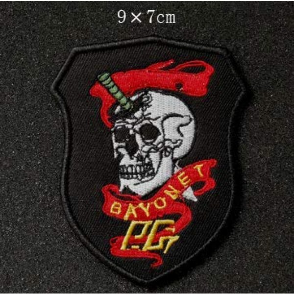 Tactical Embroidery Patch Airsoft Morale Patch 1 Bayonet Skull Embroidery Patch Military Tactical Morale Patch Badges Emblem Applique Hook Patches for Clothes Backpack Accessories
