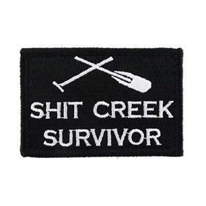 Morale Tags Airsoft Morale Patch 1 Shit Creek Survivor Tactical Funny Hook and Loop Fully Embroidered Morale Tags Patch (Black & White)