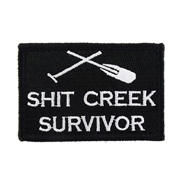 Morale Tags Airsoft Morale Patch 1 Shit Creek Survivor Tactical Funny Hook and Loop Fully Embroidered Morale Tags Patch (Black & White)