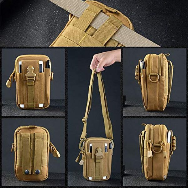Ecango Tactical Pouch 3 Tactical Molle Pouch Multipurpose EDC Waist Bag Outdoor Compact Water-Resistant Utility Gadget Organizer with Shoulder Strap, Carabiner Clip, Key Ring, Water Bottle Carrier and Web Dominators