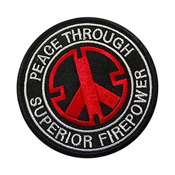 Embroidery Patch Airsoft Morale Patch 2 Peace Through Superior Firepower Military Hook Loop Tactics Morale Embroidered Patch